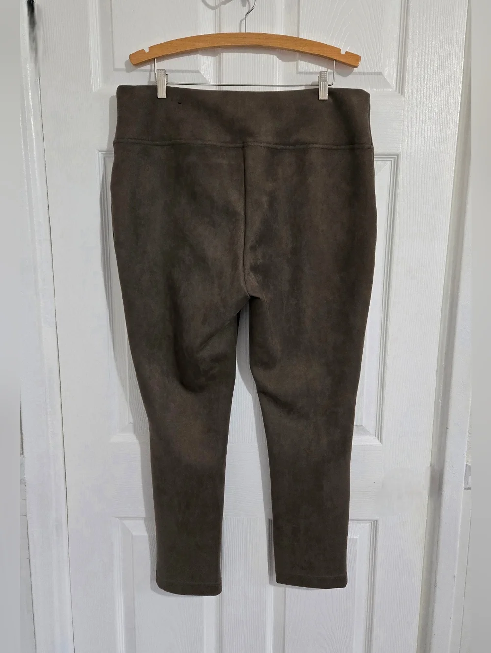 Andrew Marc Faux Suede Pants Brown Pull On XL Vegan Leather Look Boho Slacks